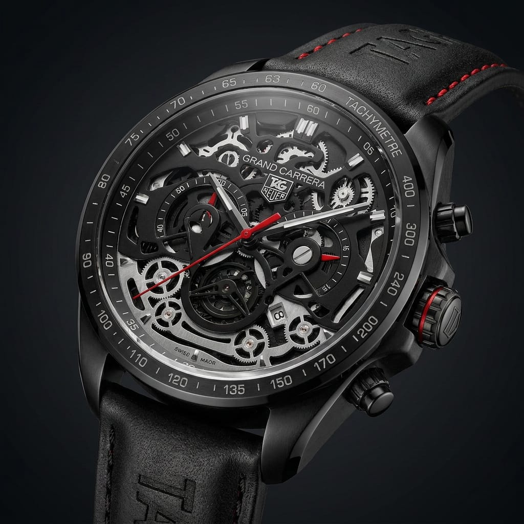 Luxury Black Skeleton Chronograph Watch for Men – Premium Stylish Wristwatch