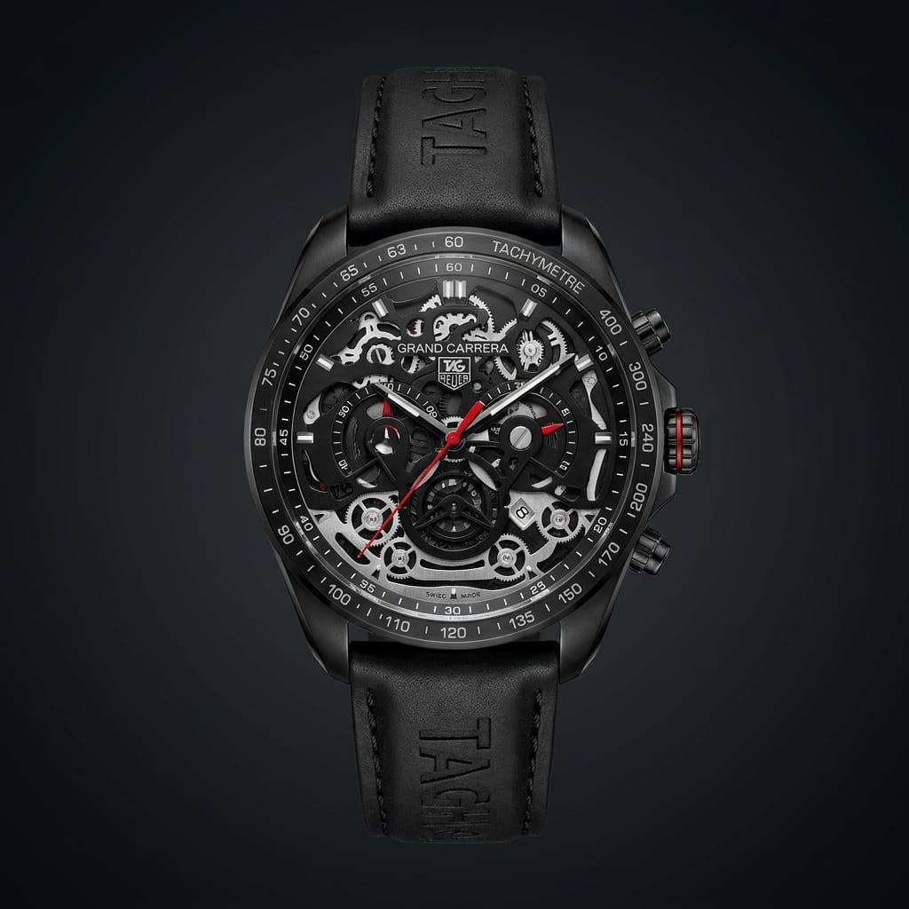 Luxury Black Skeleton Chronograph Watch for Men – Premium Stylish Wristwatch