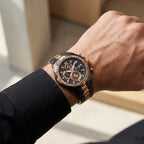 Men's Black & Rose Gold Chronograph Analog Stainless Steel Watch