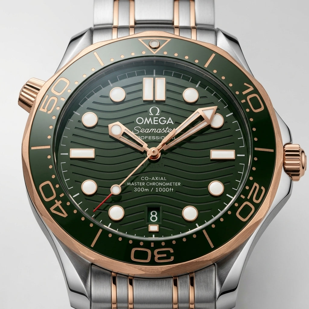 Luxury Green Dial Men's Analog Watch with Stainless Steel Bracelet