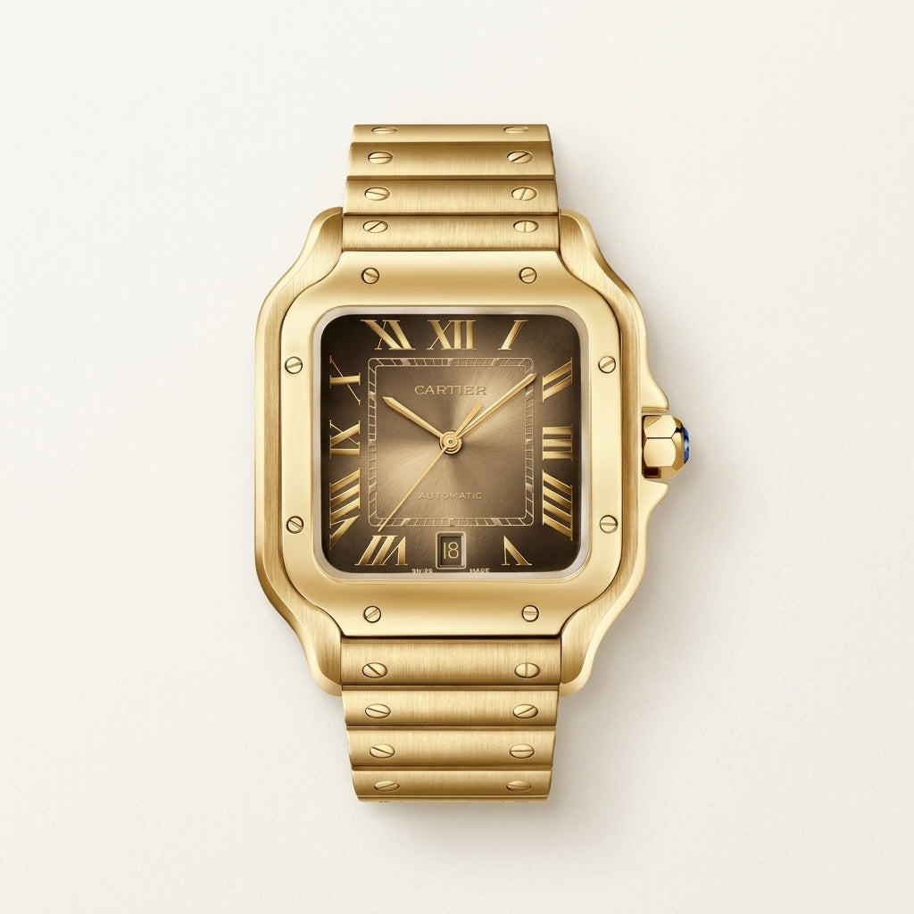 Luxury Gold-Tone Square Dial Analog Watch for Men