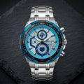 Men's Stainless Steel Chronograph Watch with Blue Dial & Silver Bracelet