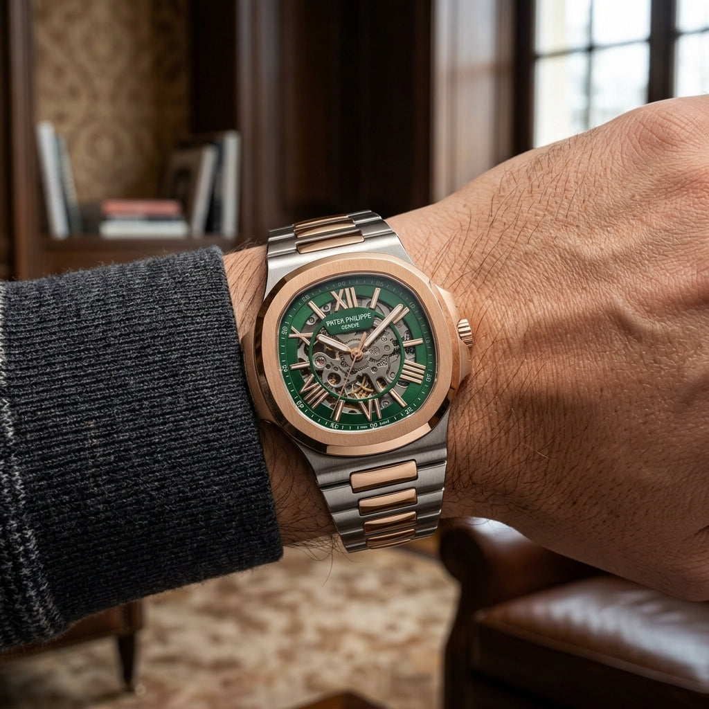 Luxury Green Skeleton Automatic Watch for Men
