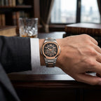 Luxury Skeleton Automatic Style Watch for Men – Rose Gold & Silver