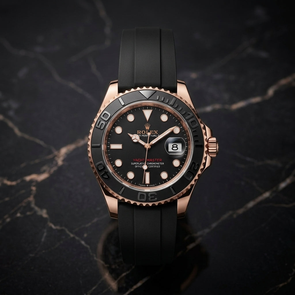 Luxury Black & Rose Gold Yacht Master Style Men's Watch
