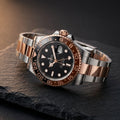 Luxury Two-Tone Rose Gold & Silver GMT Style Watch