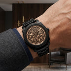 Fossil Black Stainless Steel Skeleton Automatic Watch for Men