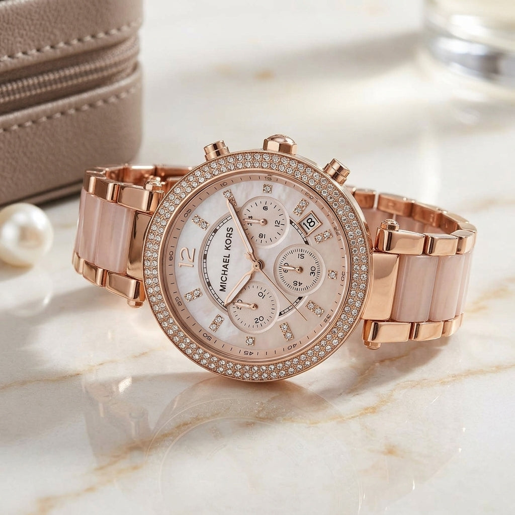 Michael Kors Rose Gold Crystal Chronograph Women’s Watch