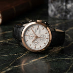 Tissot Automatic Chronograph Men’s Watch with Black Leather Strap & Rose Gold Case