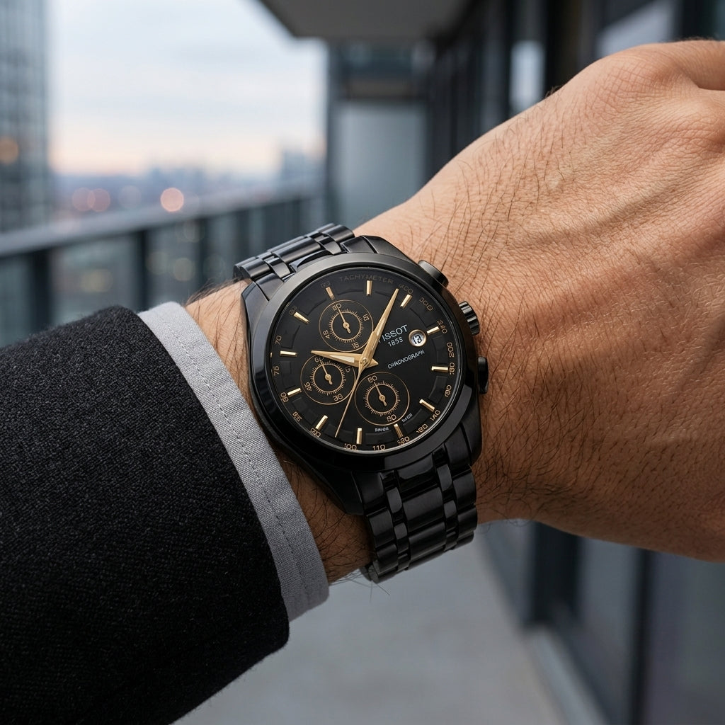 Black Chronograph Watch for Men – Stainless Steel Bracelet