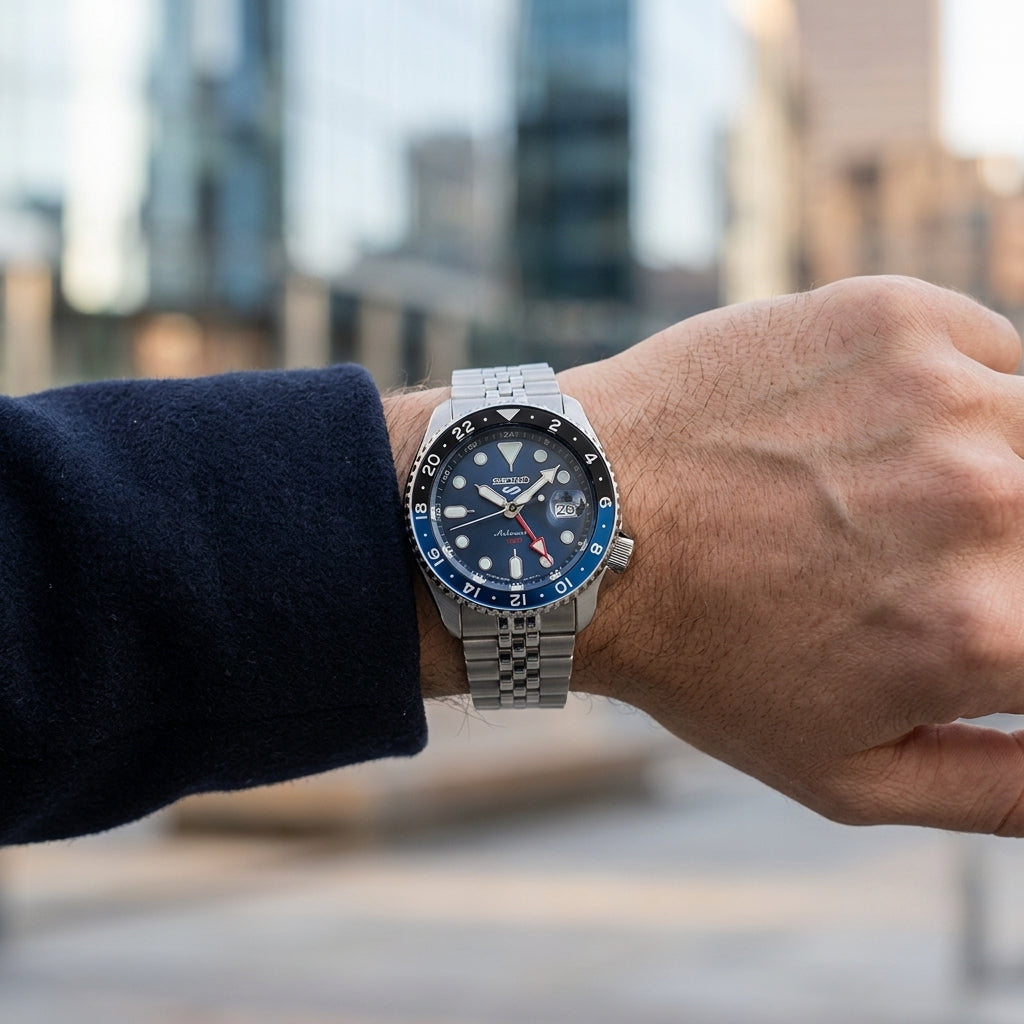 Seiko 5 Sports Automatic GMT Blue Dial Stainless Steel Watch