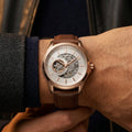 Luxury Men’s Automatic Mechanical Analog Watch with Brown Leather Strap