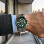 Seiko 5 Sports Green Dial Automatic GMT Stainless Steel Watch