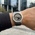 Men's Stainless Steel Analog Digital Sports Watch with Black Strap