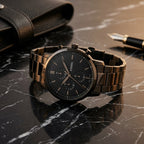 Black Chronograph Stainless Steel Watch for Men