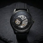 Armani Exchange Inspired Black Skeleton Analog Watch for Men