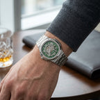 Men's Green Automatic Mechanical Skeleton Watch Stainless Steel Luxury Analog Wrist Watch