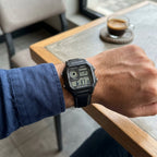 Casio Vintage Digital Black Leather Strap Watch for Men