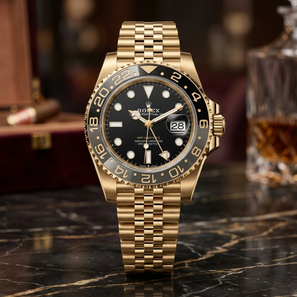 Men's Rose Gold Tone Day-Date Luxury Watch with Brown Dial & Metal Bracelet