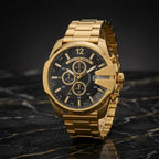 Men's Gold Tone Chronograph Analog Watch with Metal Strap