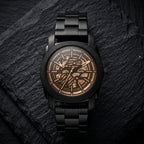 Men's Black Stainless Steel Skeleton Automatic Watch