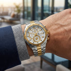Men's Two-Tone Chronograph Analog Watch with Date Display