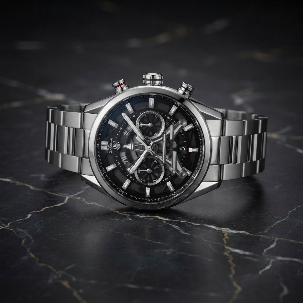 Luxury Men’s Silver Chronograph Stainless Steel Watch