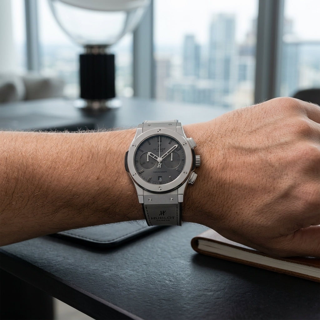 Luxury Men’s Chronograph Analog Watch with Leather Strap