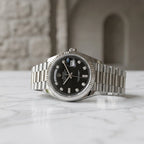 Luxury Silver Stainless Steel Automatic Day-Date Watch for Men