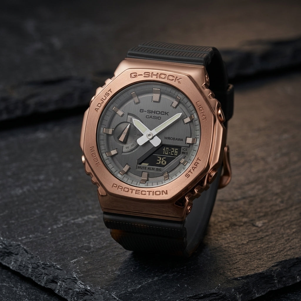 G-SHOCK Style Rose Gold Black Analog Digital Sports Watch
