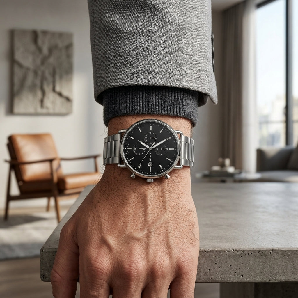 Fossil Black Dial Chronograph Stainless Steel Watch