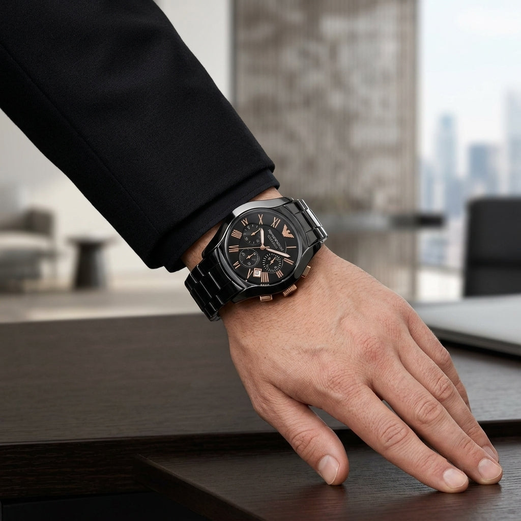 Black Ceramic Chronograph Analog Watch for Men