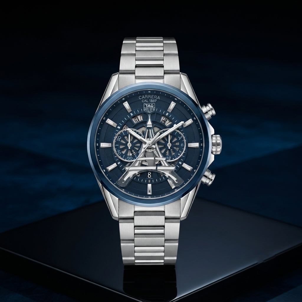 Luxury Blue Dial Chronograph Stainless Steel Men’s Watch