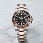 Luxury Two-Tone Rose Gold & Silver GMT Style Watch