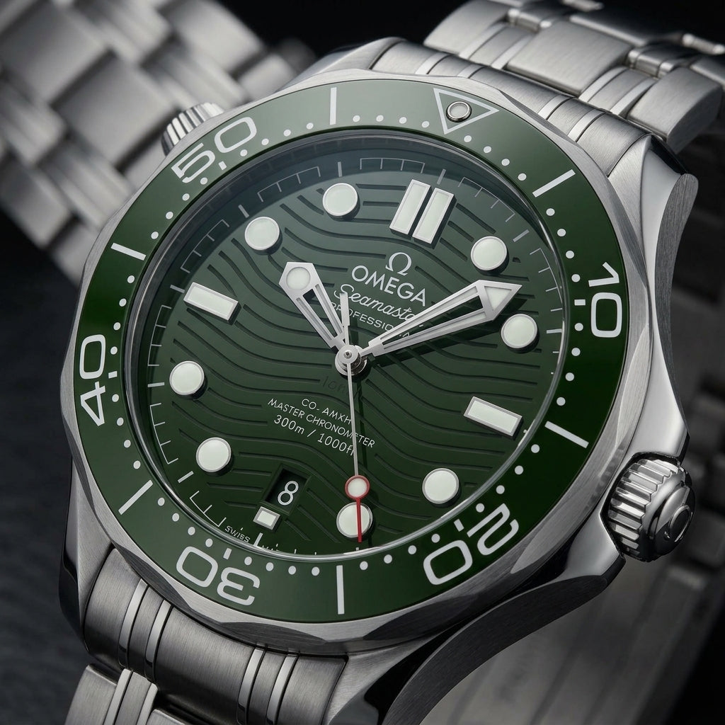 Luxury Green Dial Stainless Steel Analog Watch for Men