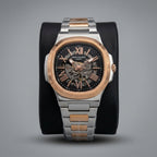 Luxury Skeleton Automatic Style Watch for Men – Rose Gold & Silver
