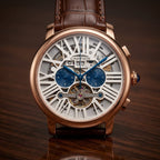 Luxury Men’s Skeleton Automatic Watch with Brown Leather Strap
