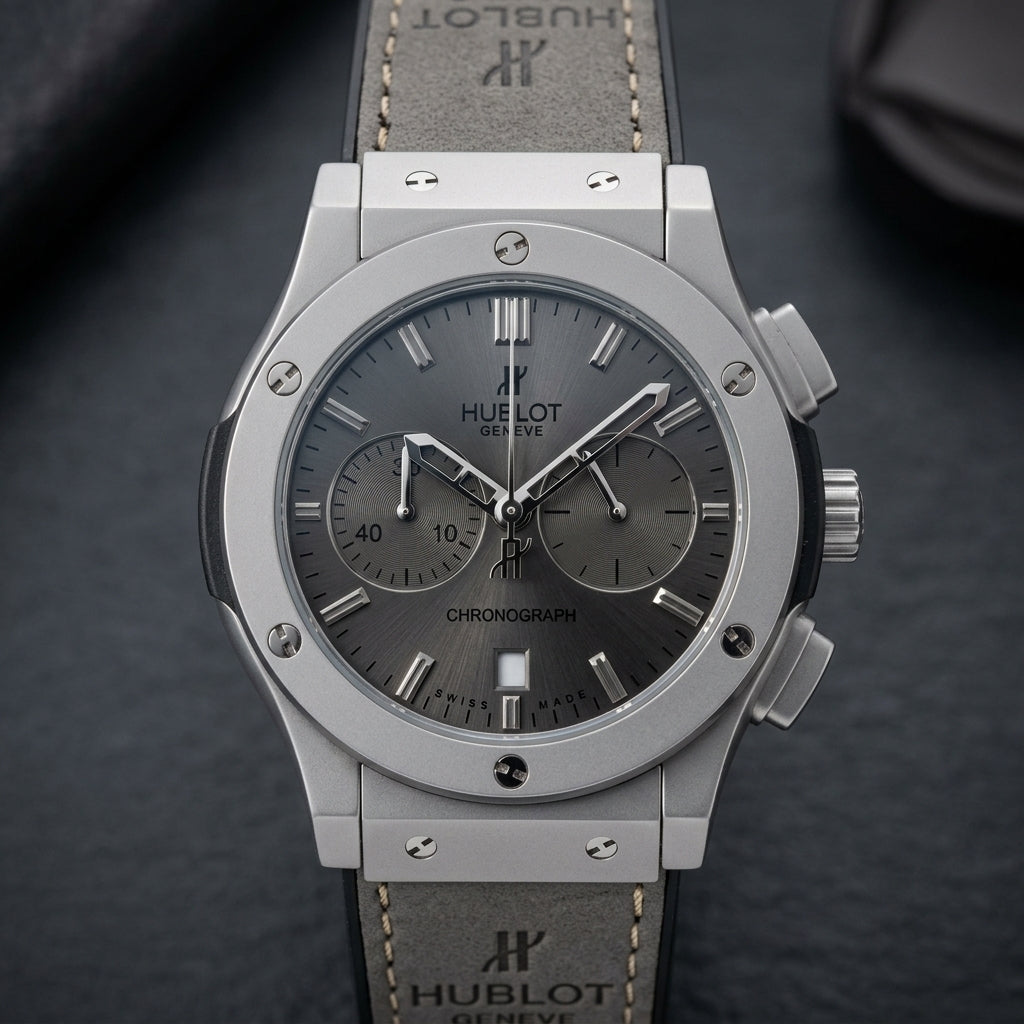 Luxury Men’s Chronograph Analog Watch with Leather Strap