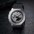 Men's Stainless Steel Analog Digital Sports Watch with Black Strap