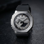 Men's Stainless Steel Analog Digital Sports Watch with Black Strap