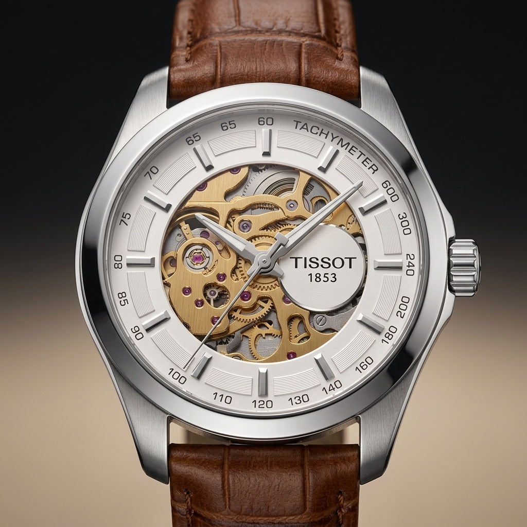 Automatic Skeleton Mechanical Watch for Men – Brown Leather Strap