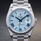 Luxury Day-Date Style Men’s Watch with Blue Dial & Stainless Steel Bracelet