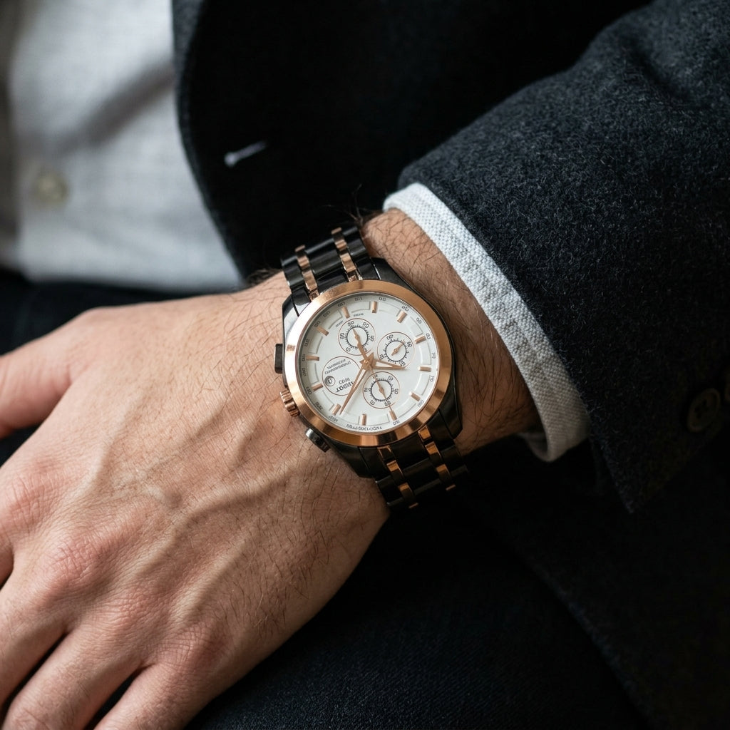 Men’s Black & Rose Gold Chronograph Automatic Watch