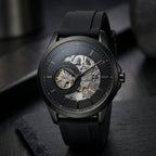 Armani Exchange Inspired Black Skeleton Analog Watch for Men