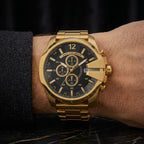 Men's Gold Tone Chronograph Analog Watch with Metal Strap