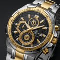 Men's Luxury Chronograph Analog Watch with Stainless Steel Bracelet | Black Gold