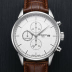Tissot Style Swiss Made Chronograph Watch with Brown Leather Strap