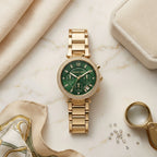 Michael Kors Green Dial Gold-Tone Chronograph Watch