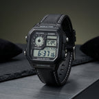Casio Vintage Digital Black Leather Strap Watch for Men