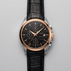 Tissot Men’s Chronograph Watch Black Dial Rose Gold Stainless Steel Case